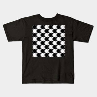 black and white geometrical design with squares and circles Kids T-Shirt